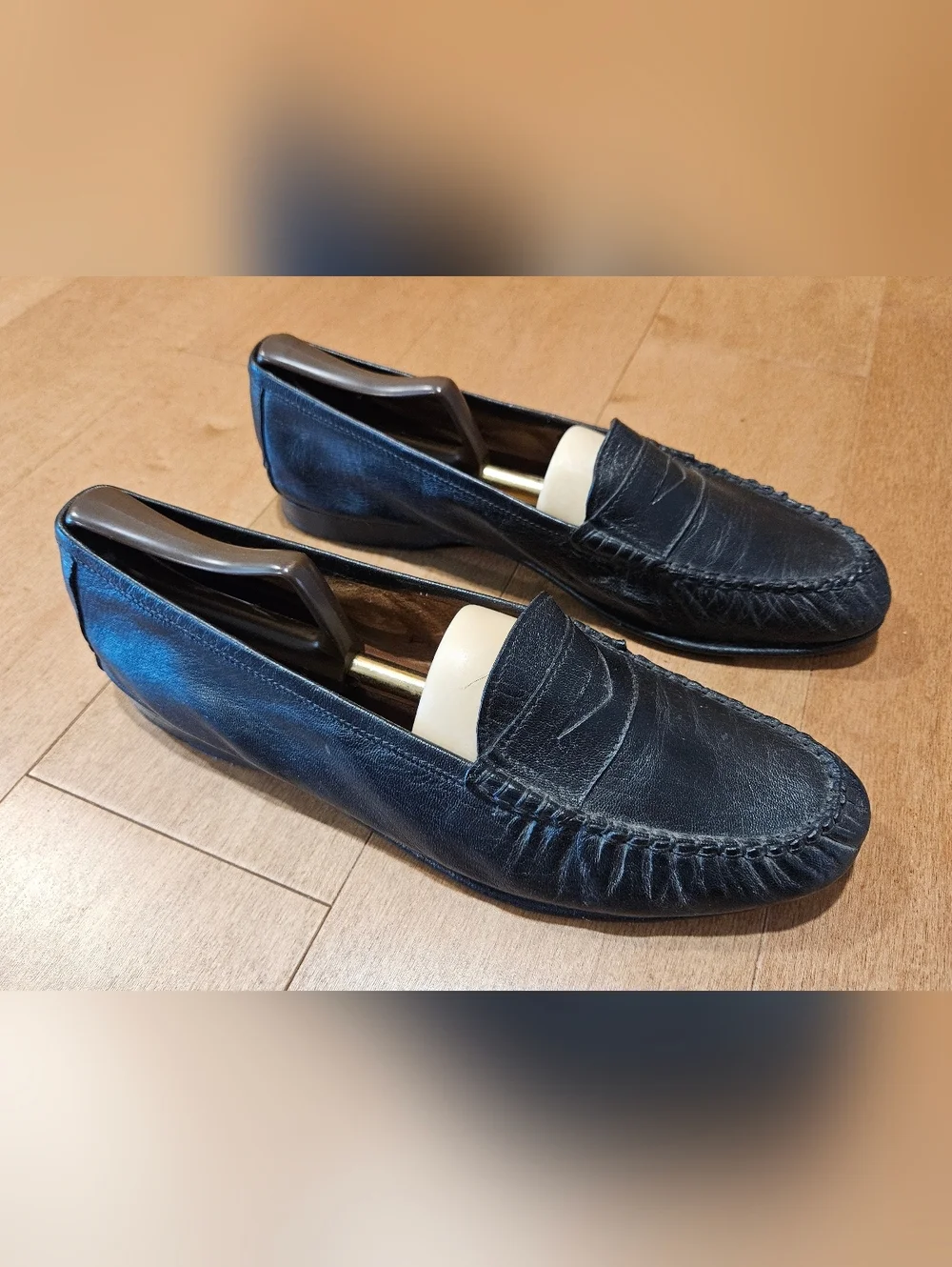 Vintage Cole Haan Penny Loafers 10M Black Leather Handmade in Italy Slip On
